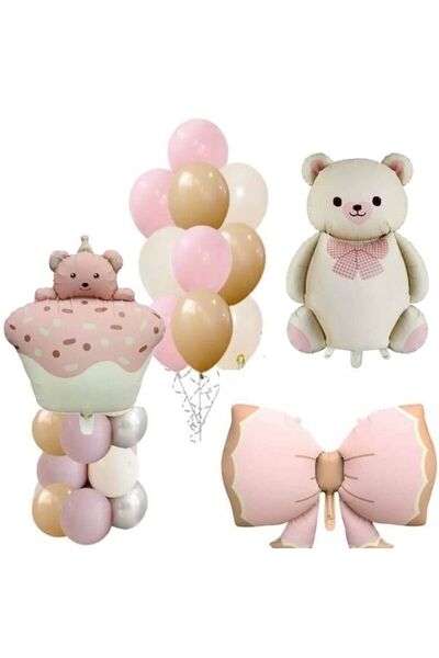 DÜVENCİ TİCARET KIZ ÇOCUKLARI İÇİN Ayıcık Temalı  Doğum Günü folyo balon Seti