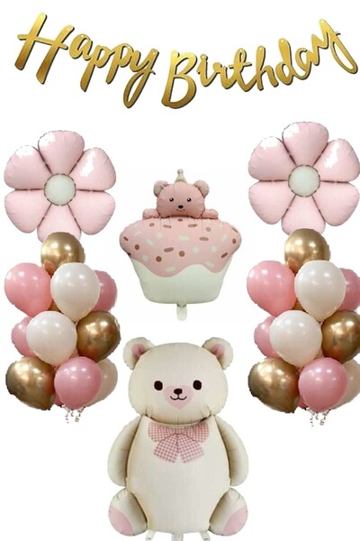 DÜVENCİ TİCARET Set de petrecere de aniversare cu ursuleț de pluș și folie