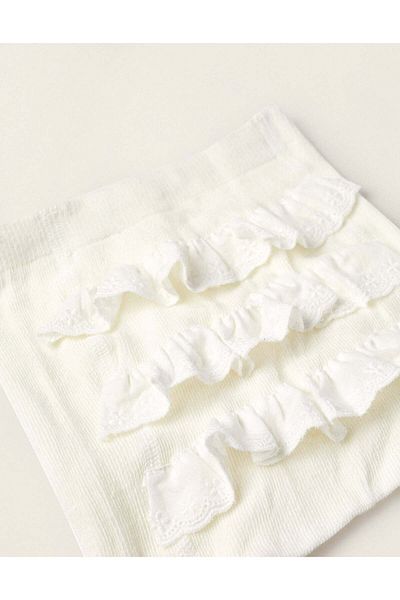 Ziddy Tights with Ruffles for Newborn Girls and Babies, White