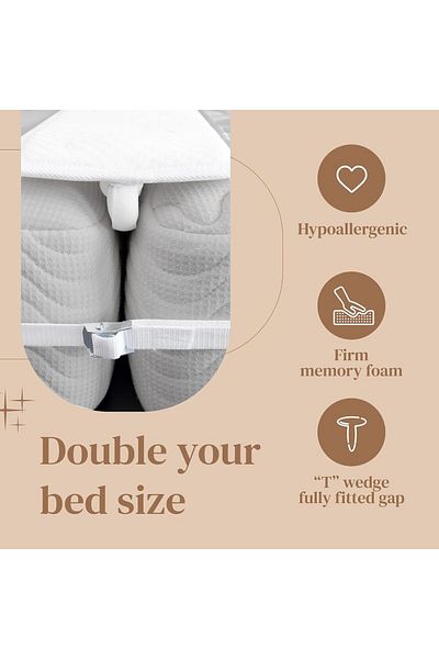 COOYA Bed Bridge Twin to King Converter Kit,to Make Twin Beds,with Strap for Guests Stayovers,200x25x8cm