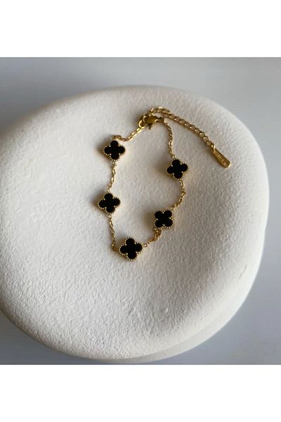 Perry Accesories Anti Tarnish Steel Double Sided Clover Bracelet Multi Clover Bracelet Exclusive Design Women Steel Bracelet