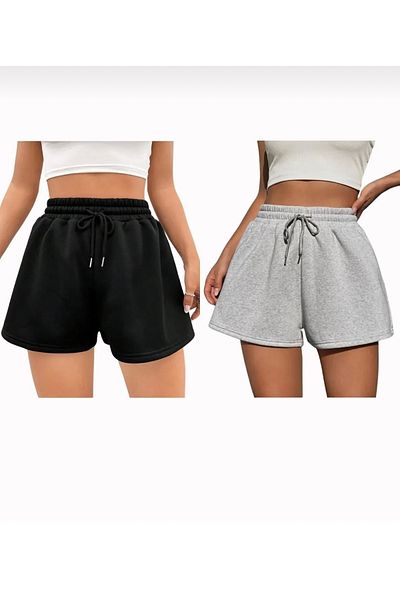 LACKH 2 Pieces Shorts Black Gray Comfortable