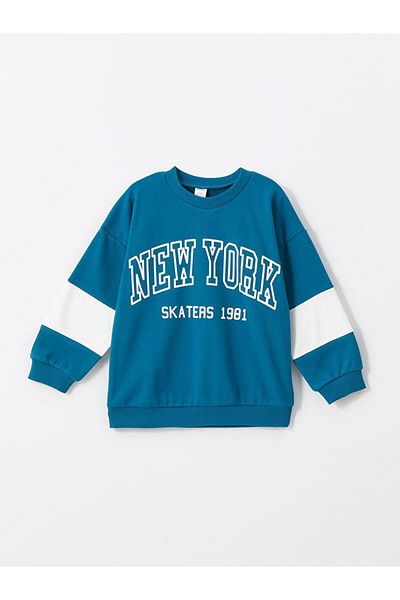 LC Waikiki Crew Neck Printed Baby Boy Sweatshirt and Pants 2-Piece Set (W4)