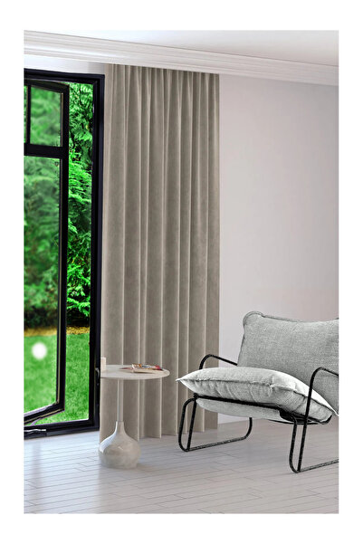 Perdexpress Κουρτίνα με βελούδινη υφή σε σκούρο πέτρινο χρώμα