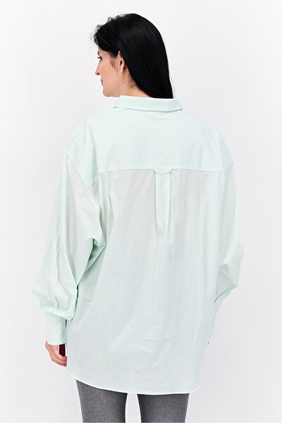 Reebok Women Sportswear Fit Long Sleeves Outdoor Shirt, Mint Green
