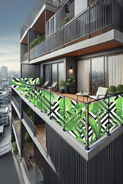 sizenelazım 50cm x 3m  Tropikal Yaprak Balkon Bahçe Çit Brandası  Su İtici, U...