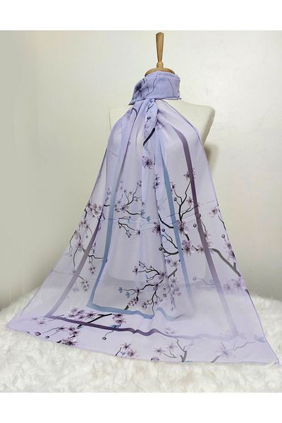 REMOMODA Gradient Flower Patterned Chiffon Shawl