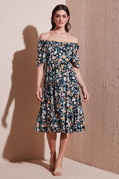 Lela Φόρεμα Oversize Fit Carmen Collar Midi Length ΦΟΡΕΜΑ 6782169