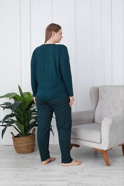Temporium Women's Milan Fabric Large Size Curve Printed Patterned 1St Quality Bamboo Long Sleeve Pajamas Set