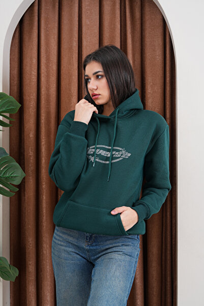 Flaubert - Women's Reverse Stone Printed Sweatshirt 3 Thread Compact Fabric