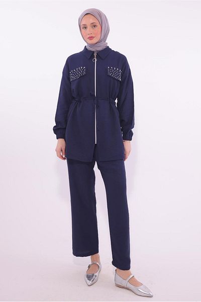 TRENDTESETTÜR Women's Lacıverş Stone Trouser Suit t 6674