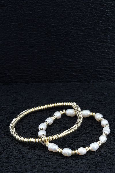 Ssilhoutte Doğaltaş Meeting of Nobility and Balance: Pearl & Hematite Bracelet