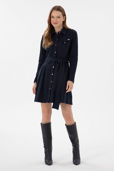 U.S. Polo Assn. Rochie tricotată cămașă bleumarin pentru femei 50292423 -vr033