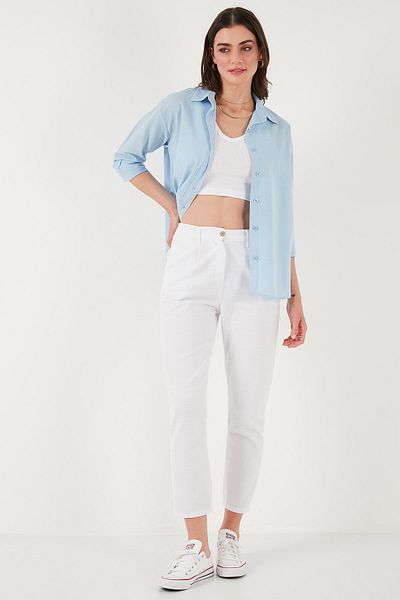 Lela Pantaloni slim din bumbac, cu talie normală, cu picioare drepte PANTALONI 668Y5121