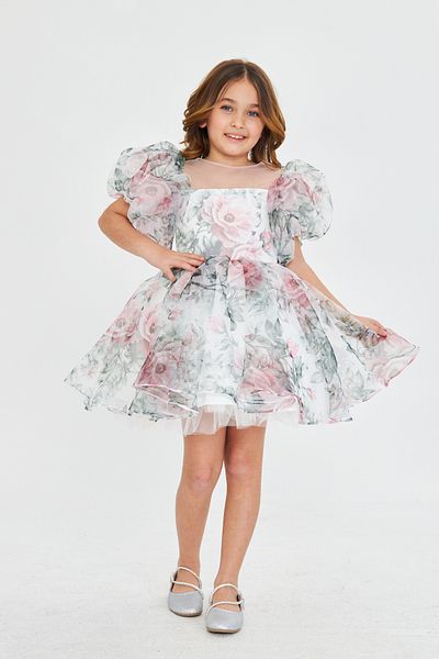 zühre balaban Flower Printed Organized Girl Evening Dress