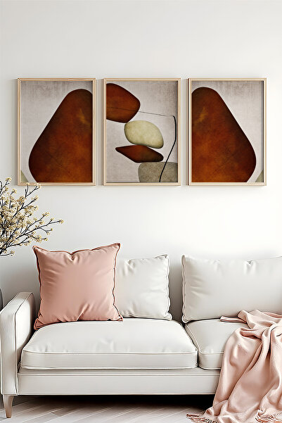 huhuli Ahşap Çerçeveli 3 Parça Set Tablo huhu469