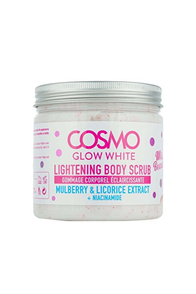 Cosmo مقشر الجسم جلو وايت لتفتيح البشرة 475 مل، مستخلص التوت والعرق السوس للج...