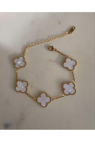 Perry Accesories Anti Tarnish Steel Double Sided Clover Bracelet Multi Clover Bracelet Exclusive Design Women Steel Bracelet