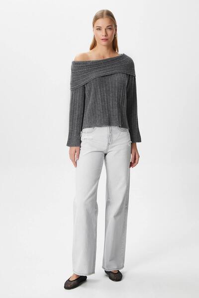 Ritnice Women's Perla Anthracite Soft Textured Sweater