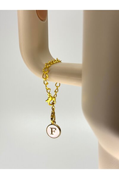 YuccaCo Accessorize Your Life White Thermos Compatible Accessory with Letter F/Letter F Thermos Charm/Letter Thermos Ornament