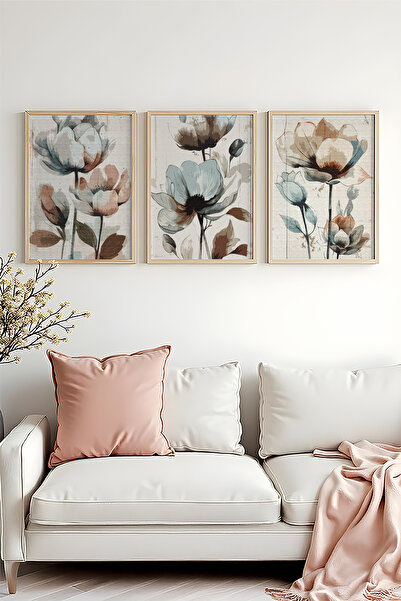 huhuli Ahşap Çerçeveli 3 Parça Set Tablo huhu478