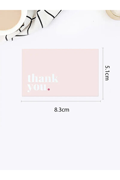 Örün Matbaa 50 Adet Pembe Renk Thank You Card Kabartma Laklı Teşekkür Kartı Ebat 5,1x8,4 Cm