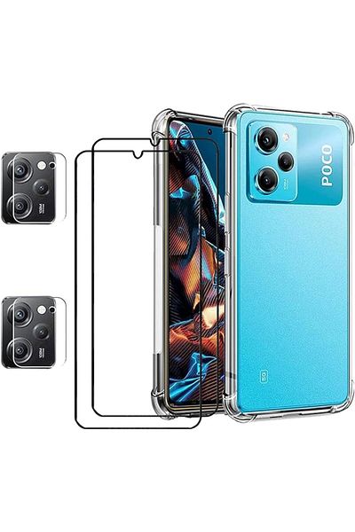 erorex 1+2+2 Pack Compatible With Xiaomi Poco X5 Pro 5G Tempered Glass Screen Protector And Case And Camera