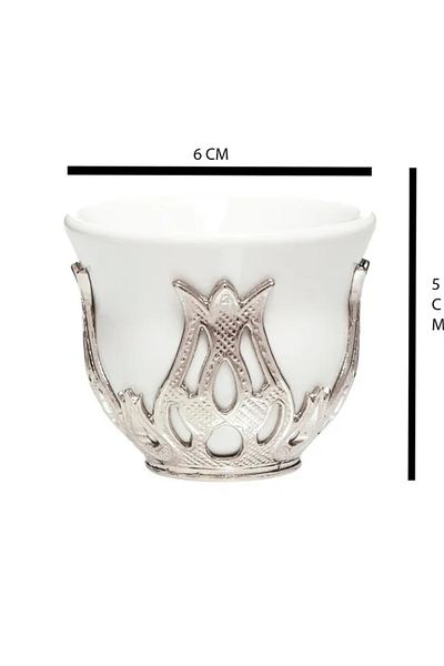 Yaren Style Set of Six Silver Metal Coffee Cups – Special Set for Mırra Coffee Presentation |   Arab Espresso & Ze