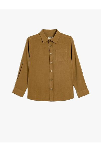 Koton Corduroy Shirt - Cotton with Pocket Detail