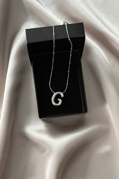 Letrovis Steel Silver Color Bubble Letter "G" Women's Necklace