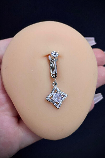 Blisse Piercing Kadın Yıldız Zirkon Taşlı Sıkıştırma Deliksiz Belly Göbek Pie...