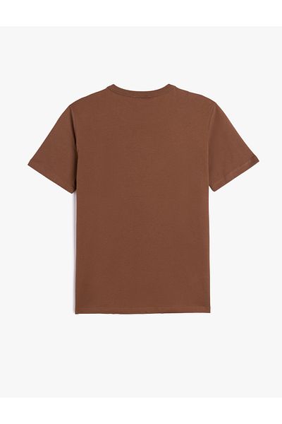 Koton Crew Neck Slogan Printed Cotton Short Sleeve Slim Fit T-Shirt