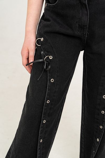 GİYİCEM TEKSTİL Girl's Front Eyelet Jeans Trousers 2182