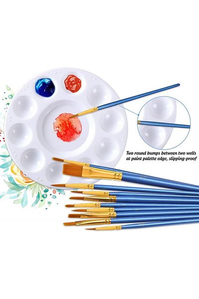 COOYA Painting Brush Palette Set, 20pcs Nylon Hair Brushes with 5 Paint Trays for Acrylic and more