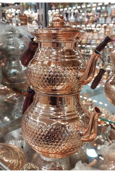 Bakır Center Copper Teapot Copper Teapot Staple Patterned Nickel Handmade Pew...