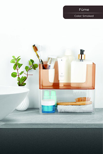 Hesaplı Kasa Layer Clear Plastic Organizer, Smoked in 24,5 X 14,5 cm