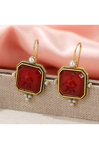 Choice أقراط حمراء T178، أقراط ذهبية اللون، مجوهرات إدواردية، مجوهرات فيكتوري...