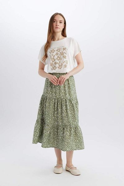 DeFacto Νέα σεζόν Regular Fit Crew Neck Floral κοντομάνικο μπλουζάκι