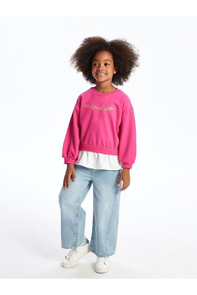 LC Waikiki Crew Neck Long Sleeve Printed Baby Girl Sweatshirt (W4)
