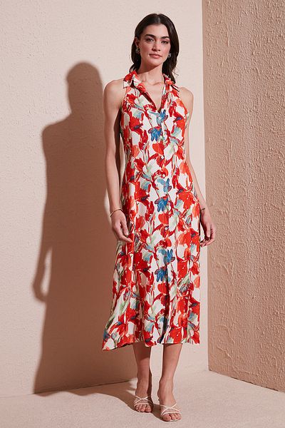 Lela Print Slim Fit Button-Down Midi Length Shirt Dress Dress 6772451
