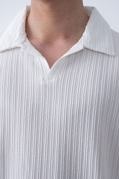 İLKCET MODA Ανδρικό μπλουζάκι με λαιμόκοψη V Oversize με ραβδώσεις