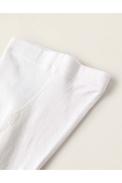 Ziddy Cotton Anti-Pilling Tights for Baby Girls, White