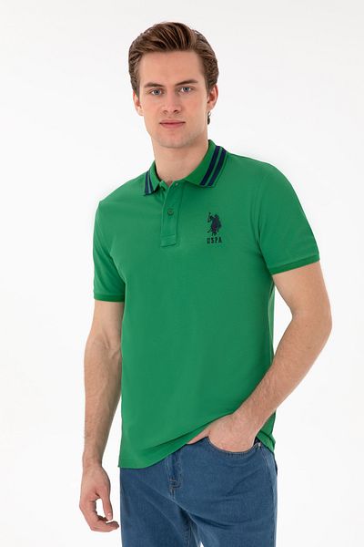 U.S. Polo Assn. Ανδρικό μπλουζάκι με λεπτή εφαρμογή Polo Neck Green Basic 50279569-vr054