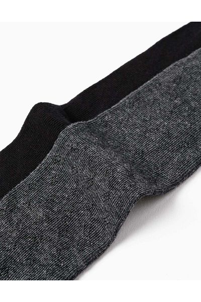 Ziddy Pack of 2 Tights for Girls, Black/Grey