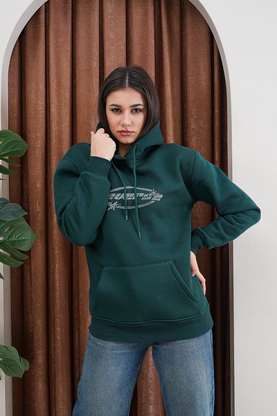 JANSO GROUP - Women's Reverse Stone Printed Sweatshirt 3 Thread Compact Fabric