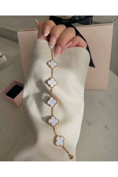 Perry Accesories Anti Tarnish Steel Double Sided Clover Bracelet Multi Clover Bracelet Exclusive Design Women Steel Bracelet