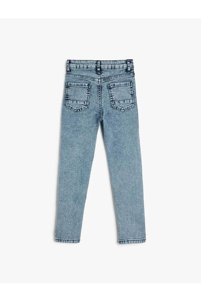 Koton Verstellbare elastische Light Indigo Boy Jean Hose 5skb40016td
