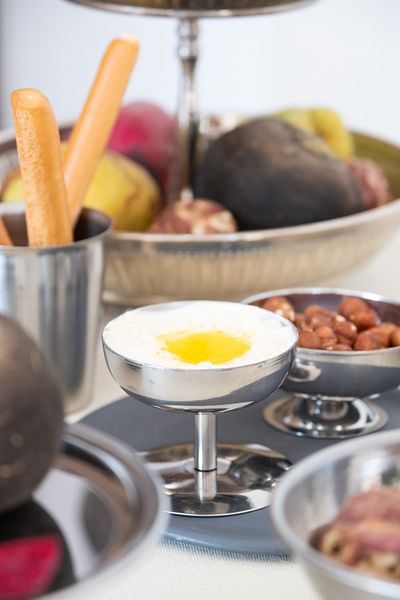 Beige & Stone 8 cm Dessert Snack Breakfast Presentation Bowl with Steel Legs