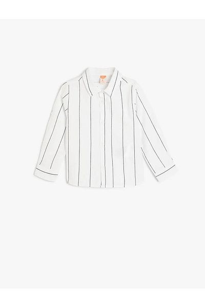 Koton Striped Ecru Baby Boy Shirt 5Smb60035Tw