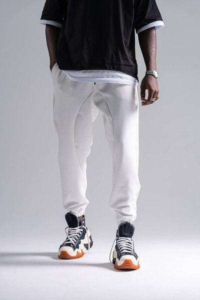 Superbluemexico Men's Half Baggy Cut Rubber Leg Jogger Sweatpants Trousers